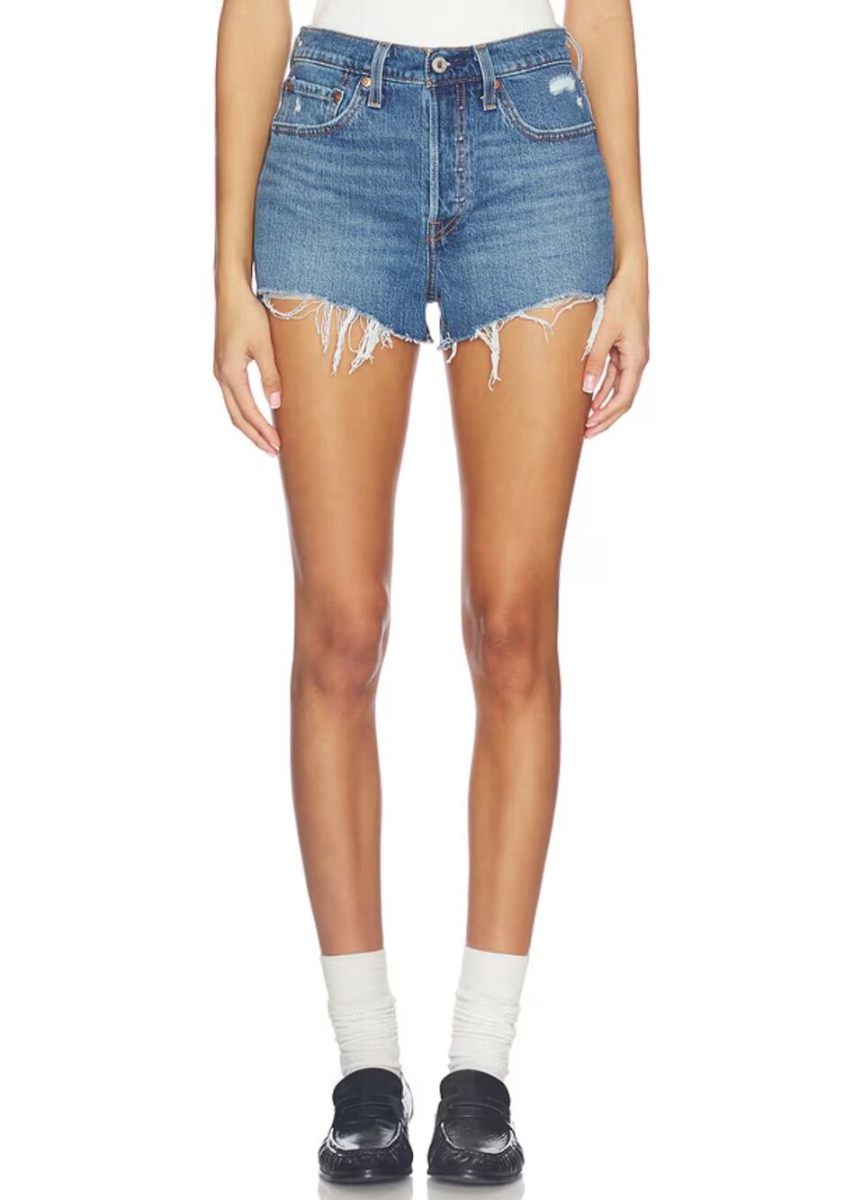 Levi’s 501 Original Denim Shorts Women’s 28 Blue High Rise Cutoff Raw Hem